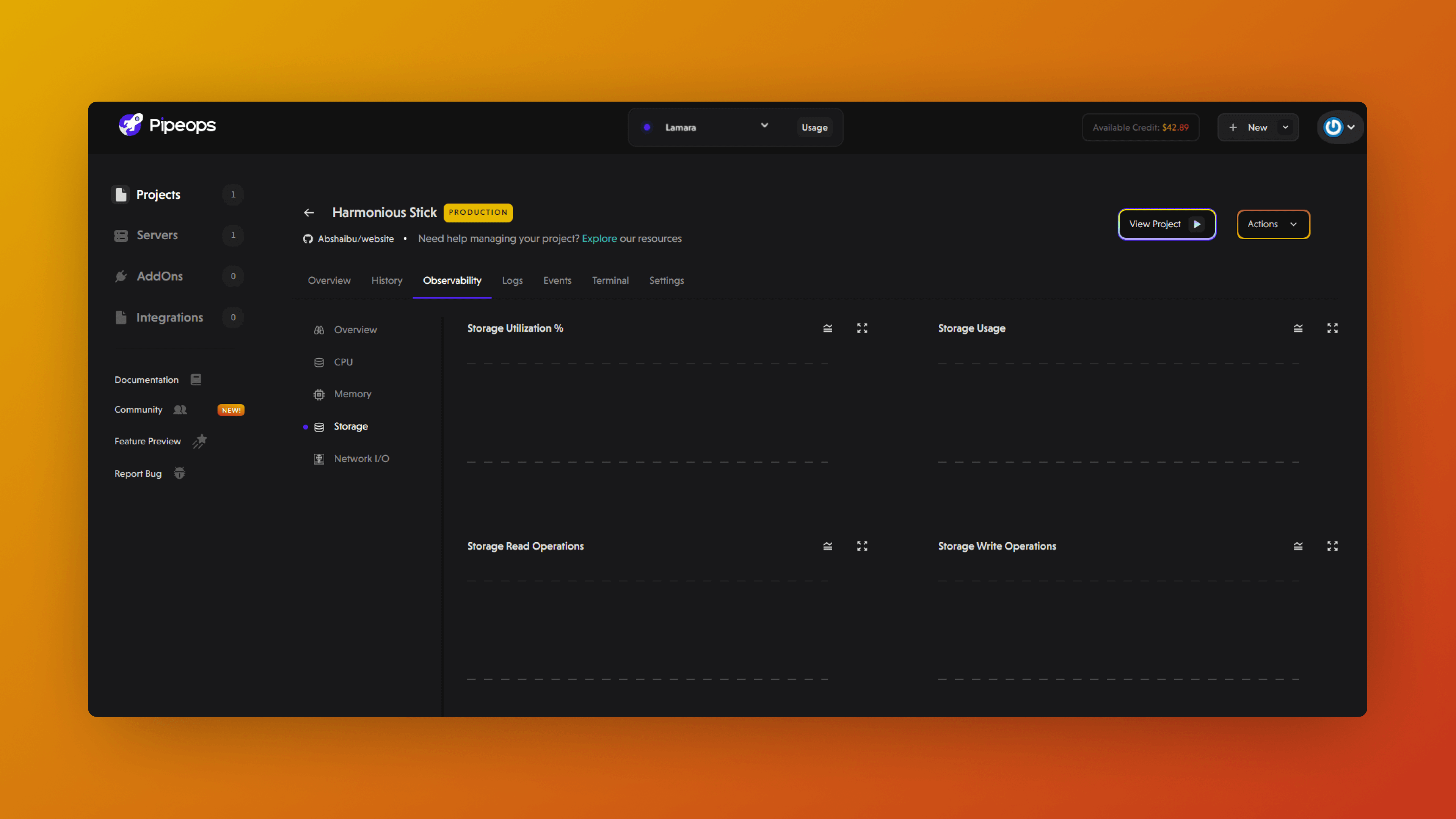 Storage Metric Example