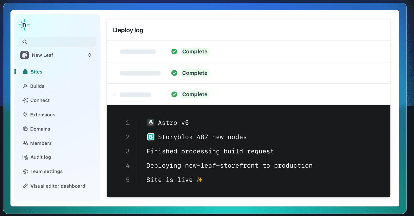 Netlify's dashboard