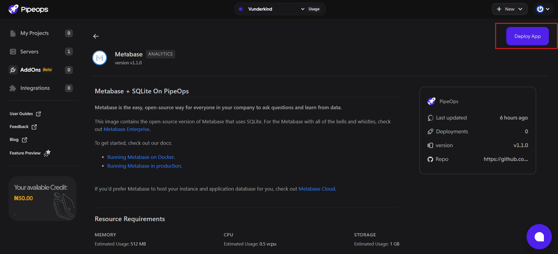 deploy metabase on pipeops
