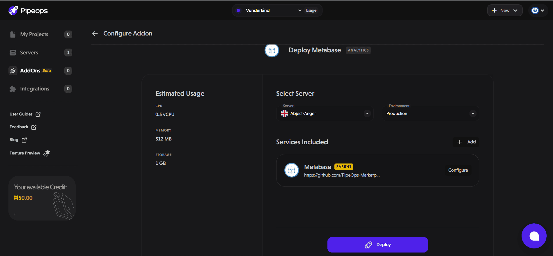 deploy metabase on pipeops
